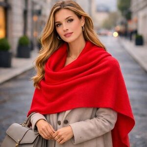 NWT C by Bloomingdales Cashmere Red Women's Shawl